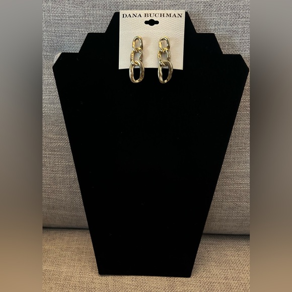 NWT Dana Buchman gold post earrings with rhinestone - Picture 2 of 6